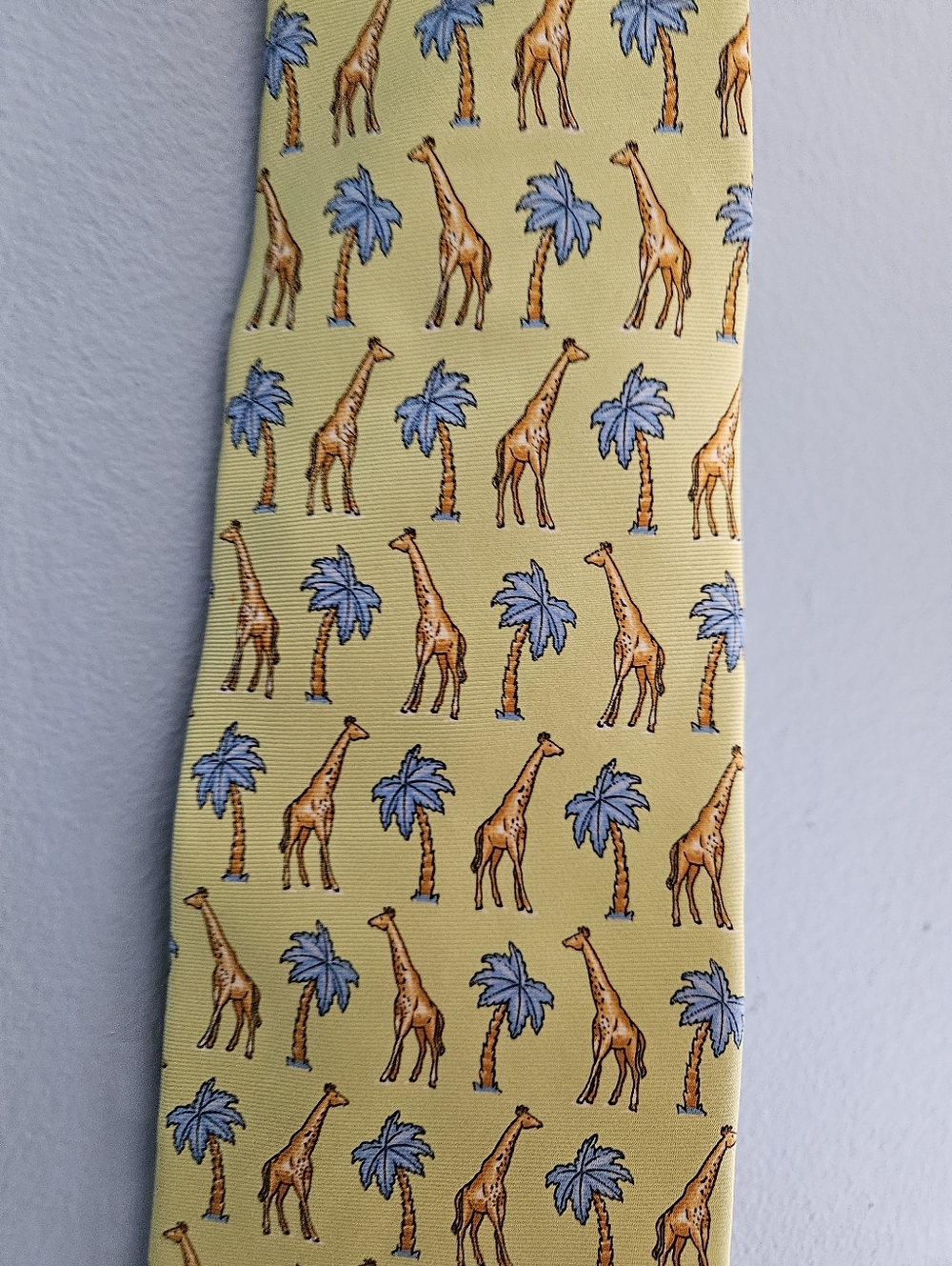 NWT Banana Republic Silk Tie Italy Giraffe Palm Tree Tropical Safari Yellow Gift